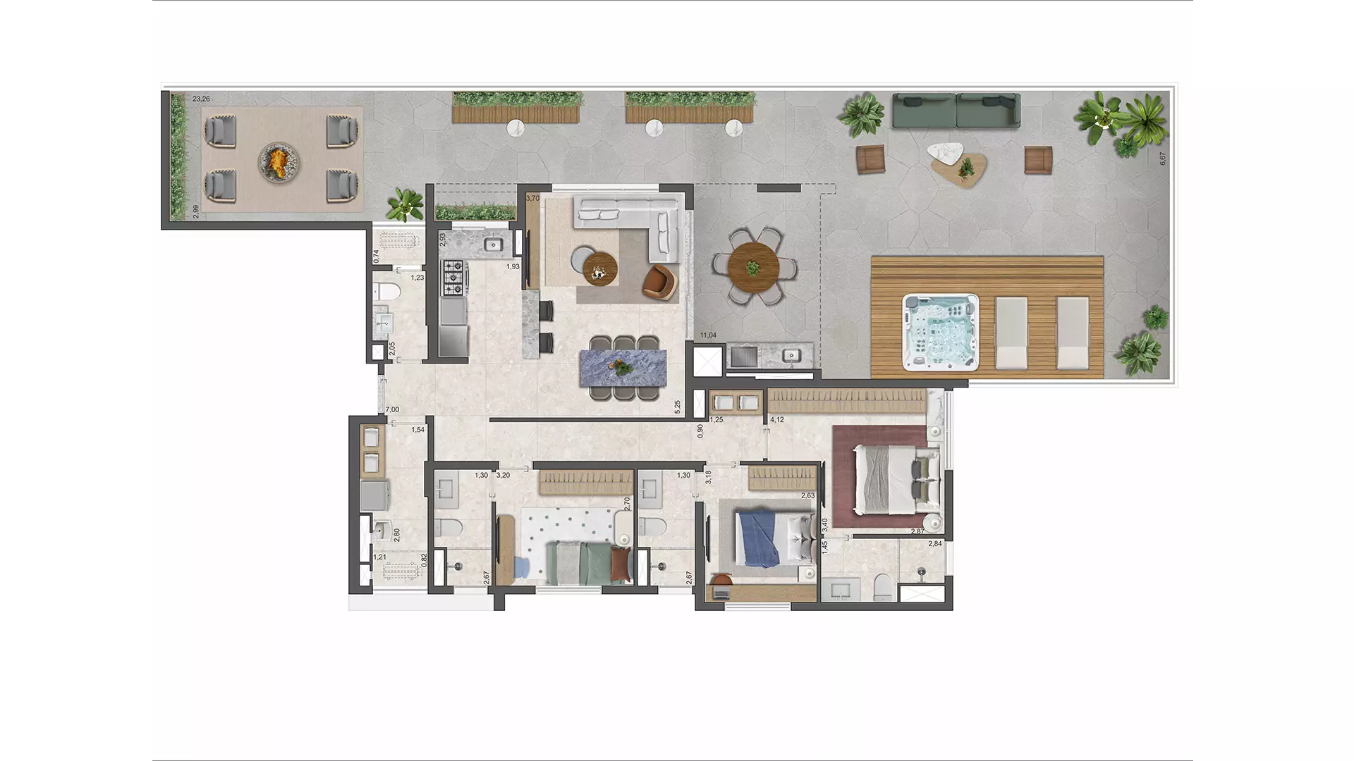 219 Garden Suspenso com 219 metros, 3 Suítes e Lavabo, 2 Vagas com Depósito